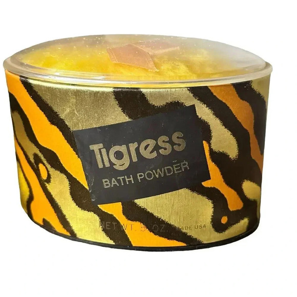 Vintage Faberge TIGRESS Bath Powder Body Talc 5 oz and Perfume - Picture 3 of 8